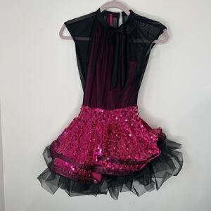 weissman dance costume adult small Pink And Black Sequined